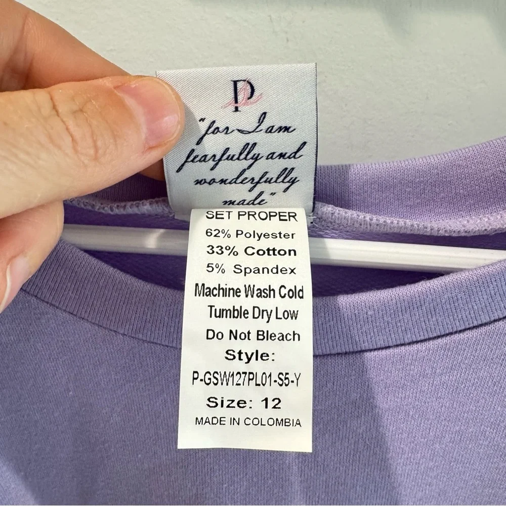 NWOT Set Proper Purple Ruffle Magnolia Sweat Set Size‎ 12
